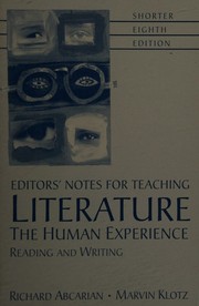 Editors' Notes for Teaching Literature--shorter eighth edition