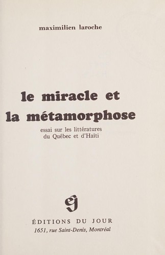 Le miracle et la métamorphose