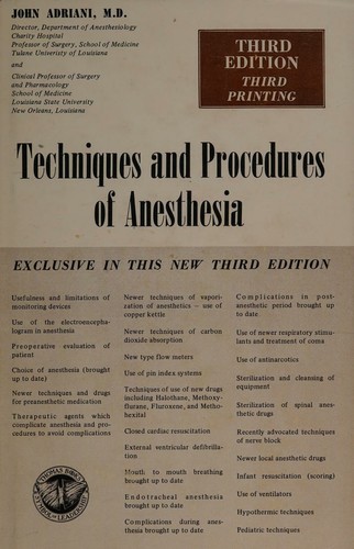 Techniques and procedures of anesthesia