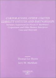Corporations, Other Limited Liability Entities and Partnerships 2003 : Statutory Supplement for Hazen & Markham's Corporations and Other Business Enterprises