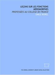Leçons sur les fonctions méromorphes