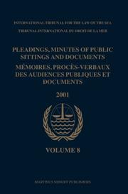 Pleadings, Minutes of Public Sittings and Documents/ MÃ©moires, procÃ¨s-verbaux des audiences publiques et documents, Volume 8 (2001)