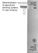 Decentralization of agricultural planning systems in Latin America