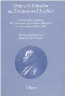 Heinrich Schenker als Essayist und Kritiker