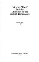 Virginia Woolf and the literature of the English Renaissance