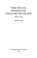The social mission of English criticism, 1848-1932