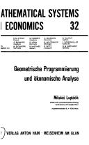 Geometrische Programmierung und ökonomische Analyse
