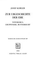 Zur Urgeschichte der Ehe