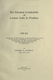 The electrical conductivity of certain salts in pyridine