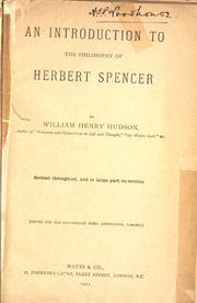 An introductions to the philosophy of Herbert Spencer