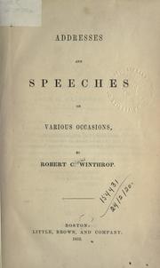 Addresses and speeches on various occasions