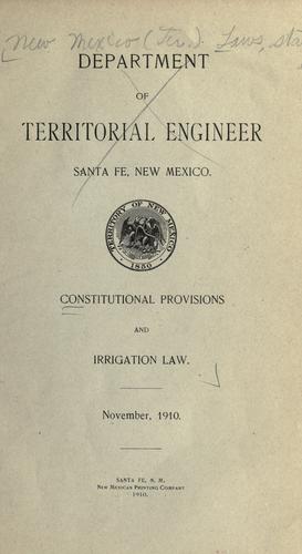 Constitutional provisions and irrigation law