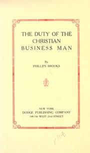 The duty of the Christian business man