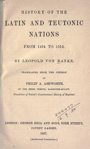 History of the Latin and Teutonic nations from 1494 to 1514