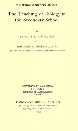 The teaching of biology in the secondary school