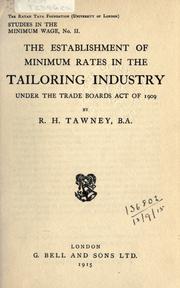 The establishment of minimum rates in the tailoring industry under the Trade Boards Act of 1909