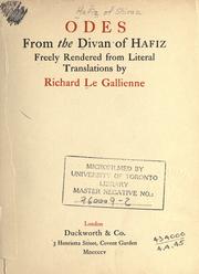 Odes from the Divan of Hafiz