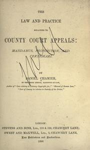 The law and practice relating to County Court Appeals