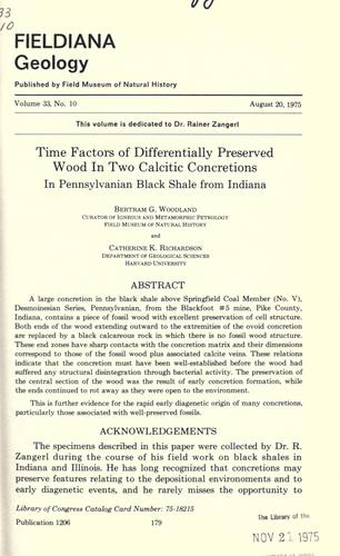 Time factors of differentially preserved wood in two calcitic concretions in Pennsylvanian black shale from Indiana