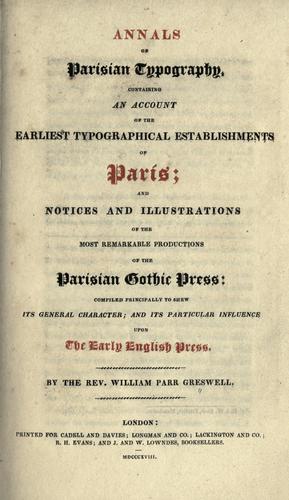 Annals of Parisian typography