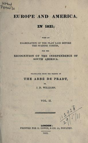 Europe et l'Amérique en 1821
