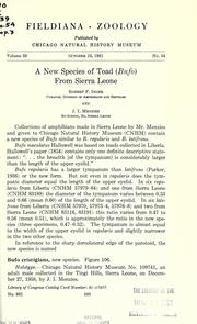 A new species of toad (Bufo) from Sierra Leone