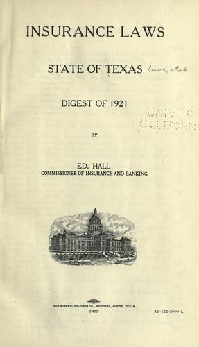 Insurance laws, state of Texas