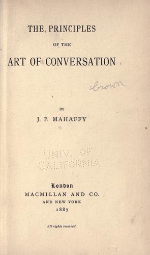 The principles of the art of conversation