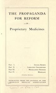 The propaganda for reform in proprietary medicines