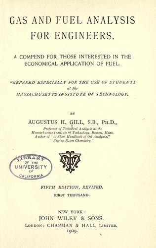 Gas and fuel analysis for engineers