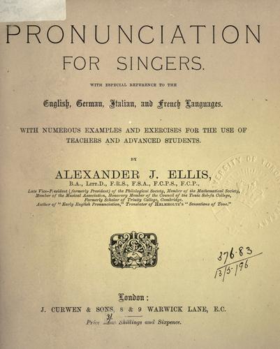 Pronunciation for singers