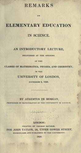 Remarks on elementary education in science