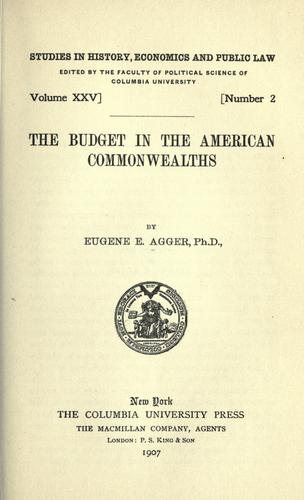 The budget in the American commonwealths