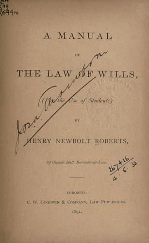 A manual of the law of wills