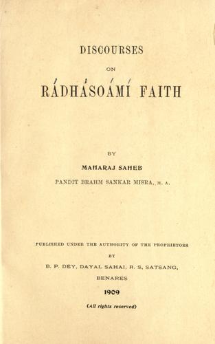 Discourses on Radhasoami Faith