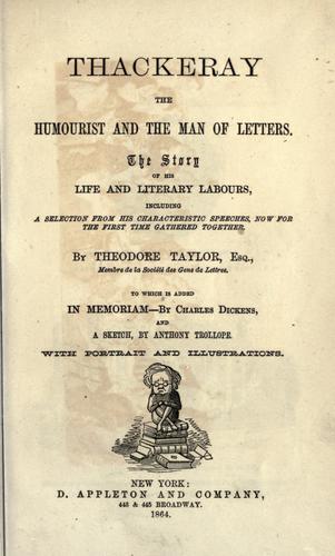 Thackeray the humourist and the man of letters