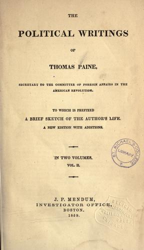 The political writings of Thomas Paine