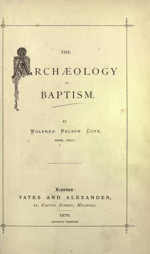 The archaeology of baptism