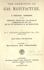 Chemistry of gas manufacture ..