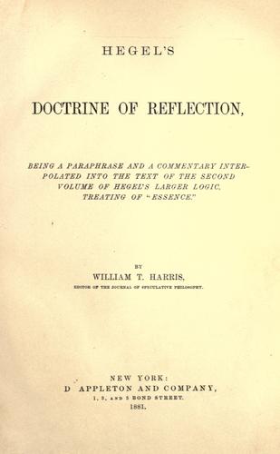 Hegel's doctrine of reflection