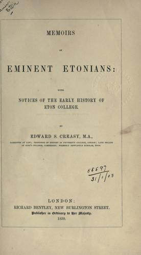 Memoirs of eminent Etonians