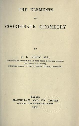 The elements of coordinate geometry