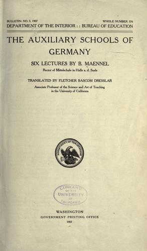 The auxiliary schools of Germany, six lectures