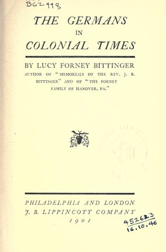 The Germans in colonial times