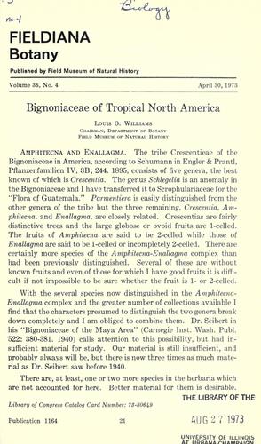 Bignoniaceae of tropical North America