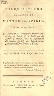Disquisitions relating to matter and spirit