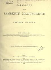 Catalogue of the Sanskrit manuscripts in the British museum