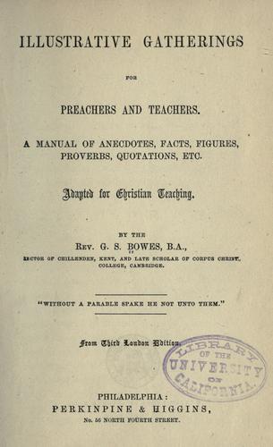 Illustrative gatherings for preachers and teachers