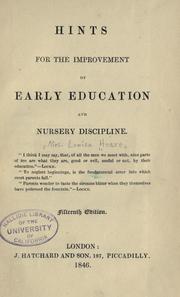 Hints for the improvement of early education and nursery discipline
