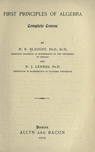 First principles of algebra